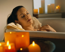 bubble bath with candles